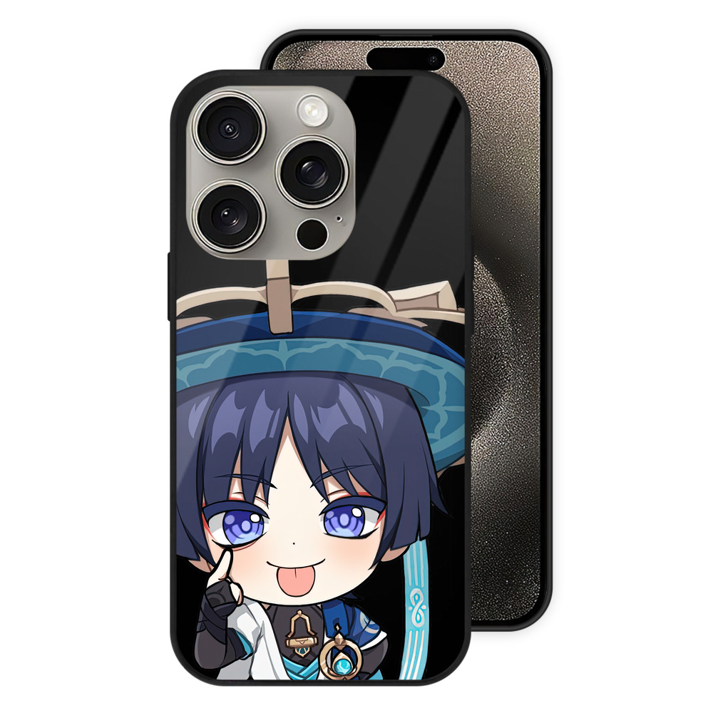 げんし神 さんペい genshin Sanpei 【iPhone15Pro対応】スマホケース 耐衝撃＆黄変防止 背面ガラス