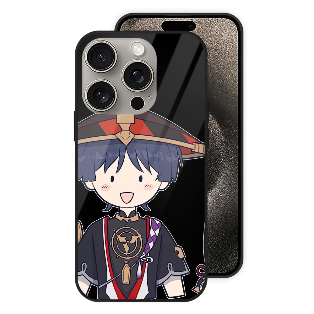 げんし神 さんペい genshin Sanpei 【iPhone15Pro対応】スマホケース 耐衝撃＆黄変防止 背面ガラス
