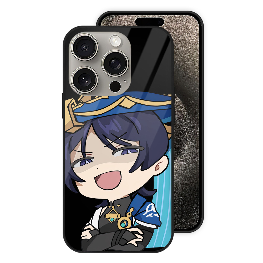 げんし神 さんペい genshin Sanpei 【iPhone15Pro対応】スマホケース 耐衝撃＆黄変防止 背面ガラス