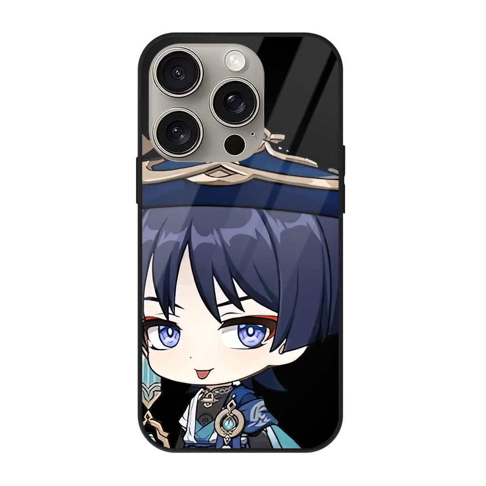 げんし神 さんペい genshin Sanpei 【iPhone15Pro対応】スマホケース 耐衝撃＆黄変防止 背面ガラス