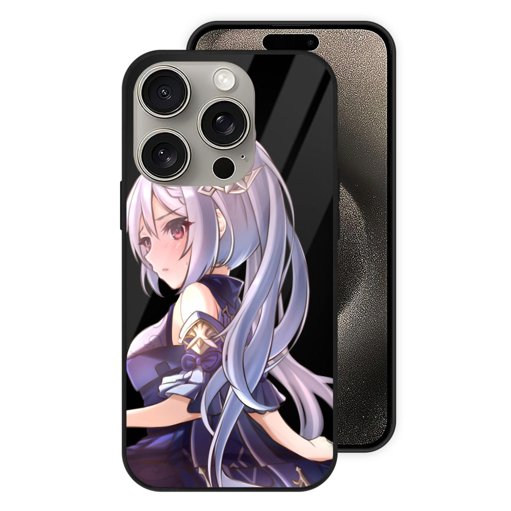 げんし神 刻晴 こくせい genshin Kokusei 【iPhone15Pro対応】スマホケース 耐衝撃＆黄変防止 背面ガラス