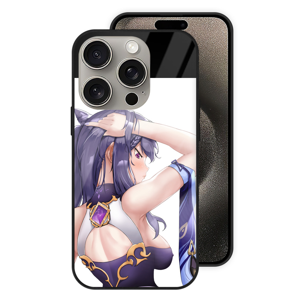 げんし神 刻晴 こくせい genshin Kokusei 【iPhone15Pro対応】スマホケース 耐衝撃＆黄変防止 背面ガラス