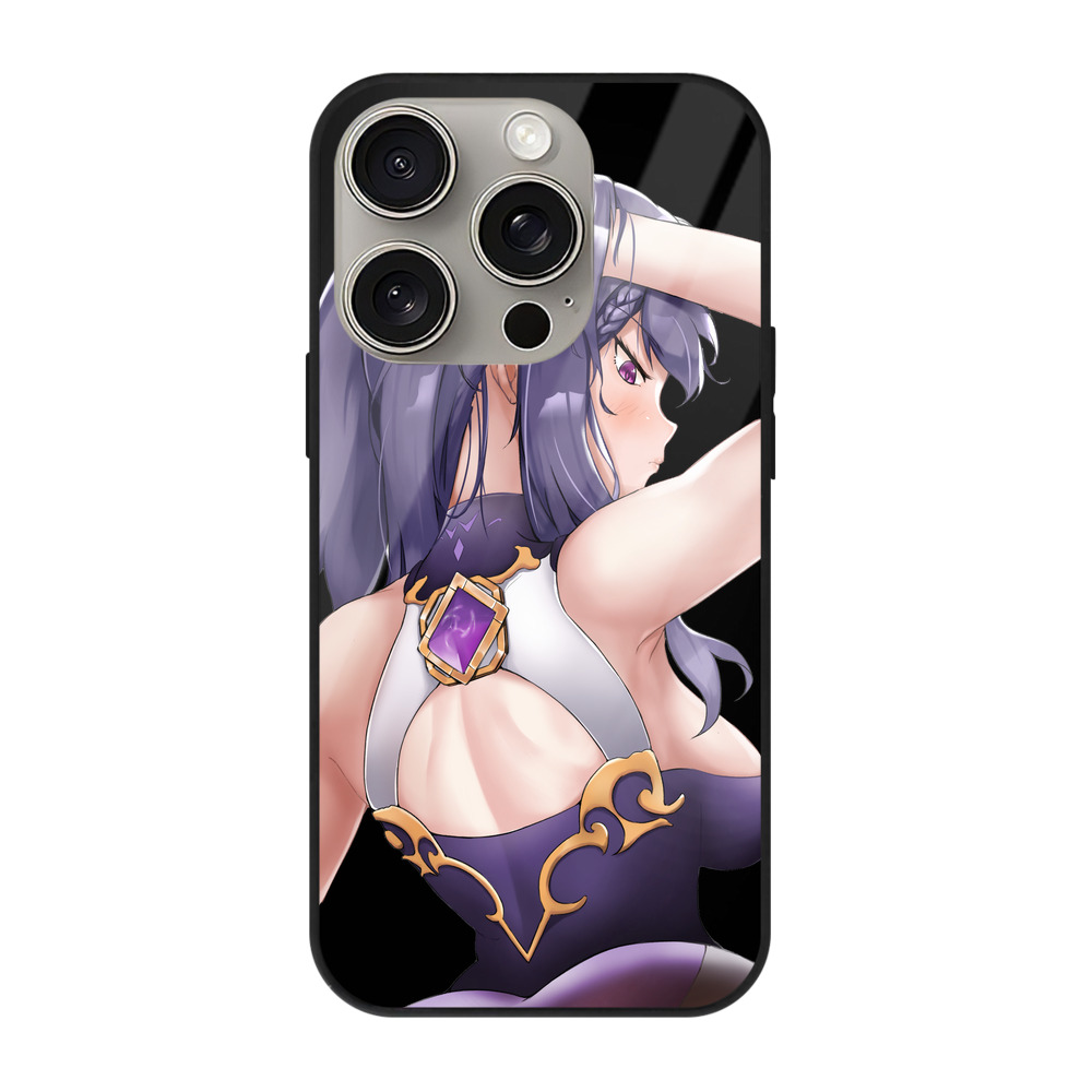 げんし神 刻晴 こくせい genshin Kokusei 【iPhone15Pro対応】スマホケース 耐衝撃＆黄変防止 背面ガラス