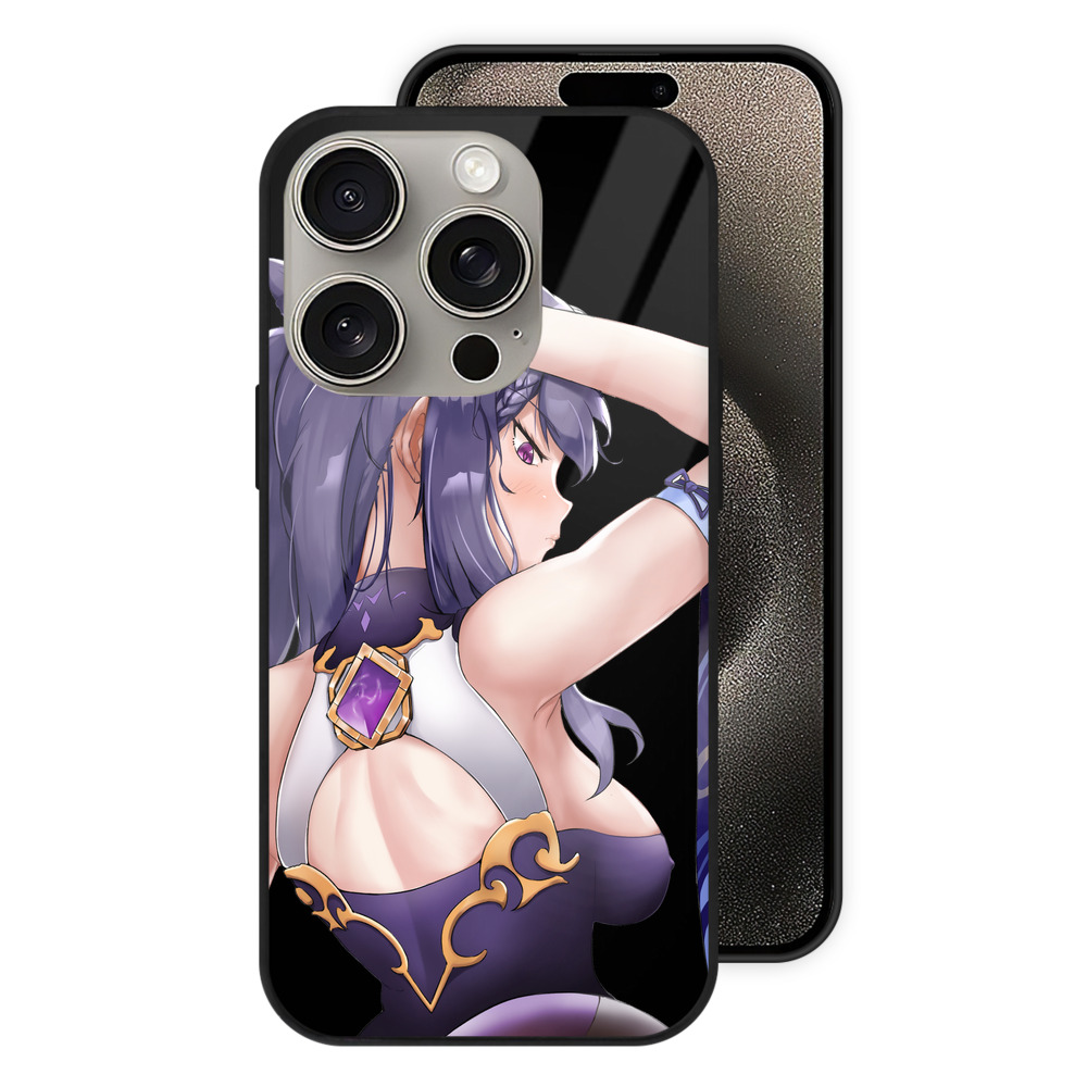 げんし神 刻晴 こくせい genshin Kokusei 【iPhone15Pro対応】スマホケース 耐衝撃＆黄変防止 背面ガラス