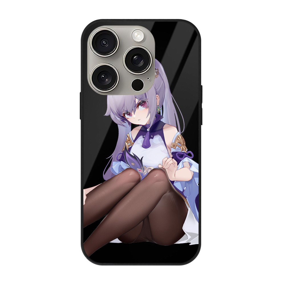 げんし神 刻晴 こくせい genshin Kokusei 【iPhone15Pro対応】スマホケース 耐衝撃＆黄変防止 背面ガラス