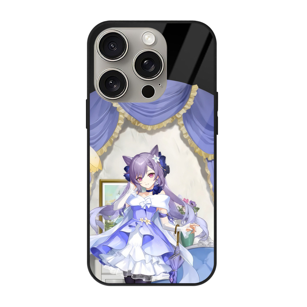 げんし神 刻晴 こくせい genshin Kokusei 【iPhone15Pro対応】スマホケース 耐衝撃＆黄変防止 背面ガラス