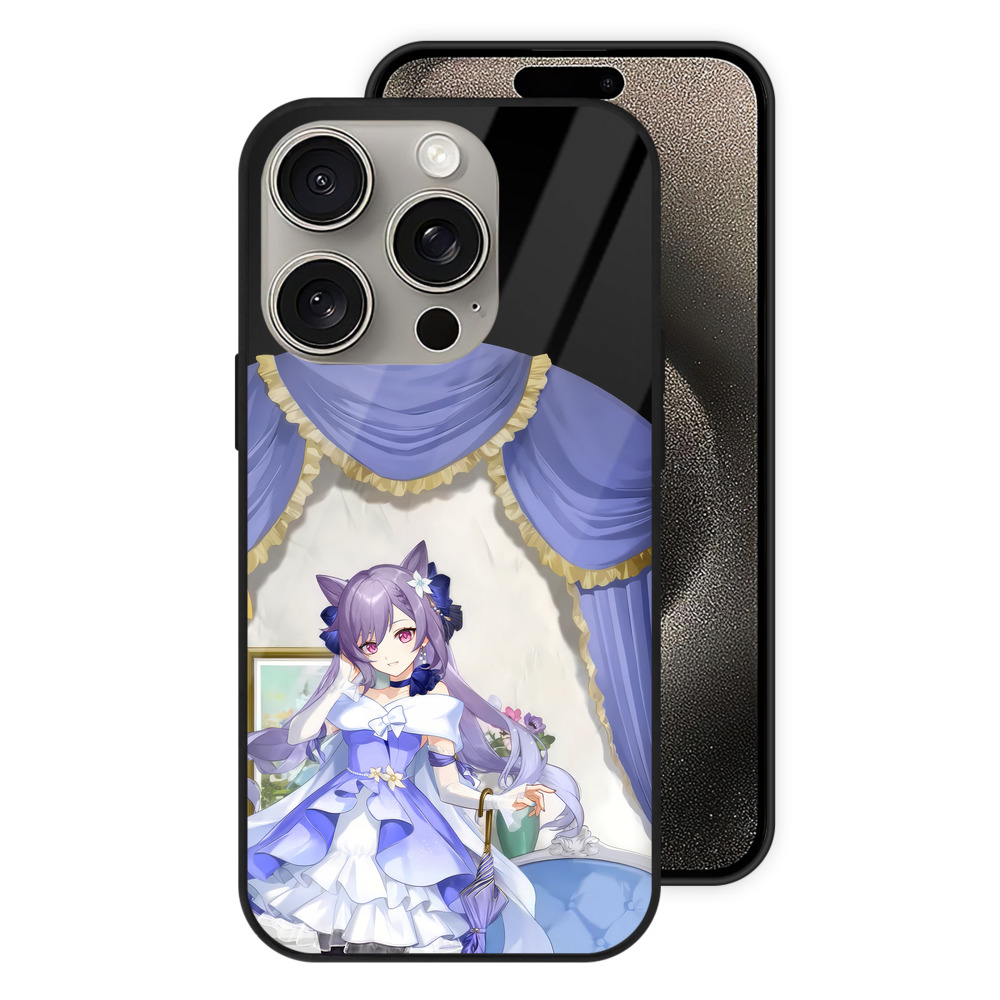 げんし神 刻晴 こくせい genshin Kokusei 【iPhone15Pro対応】スマホケース 耐衝撃＆黄変防止 背面ガラス
