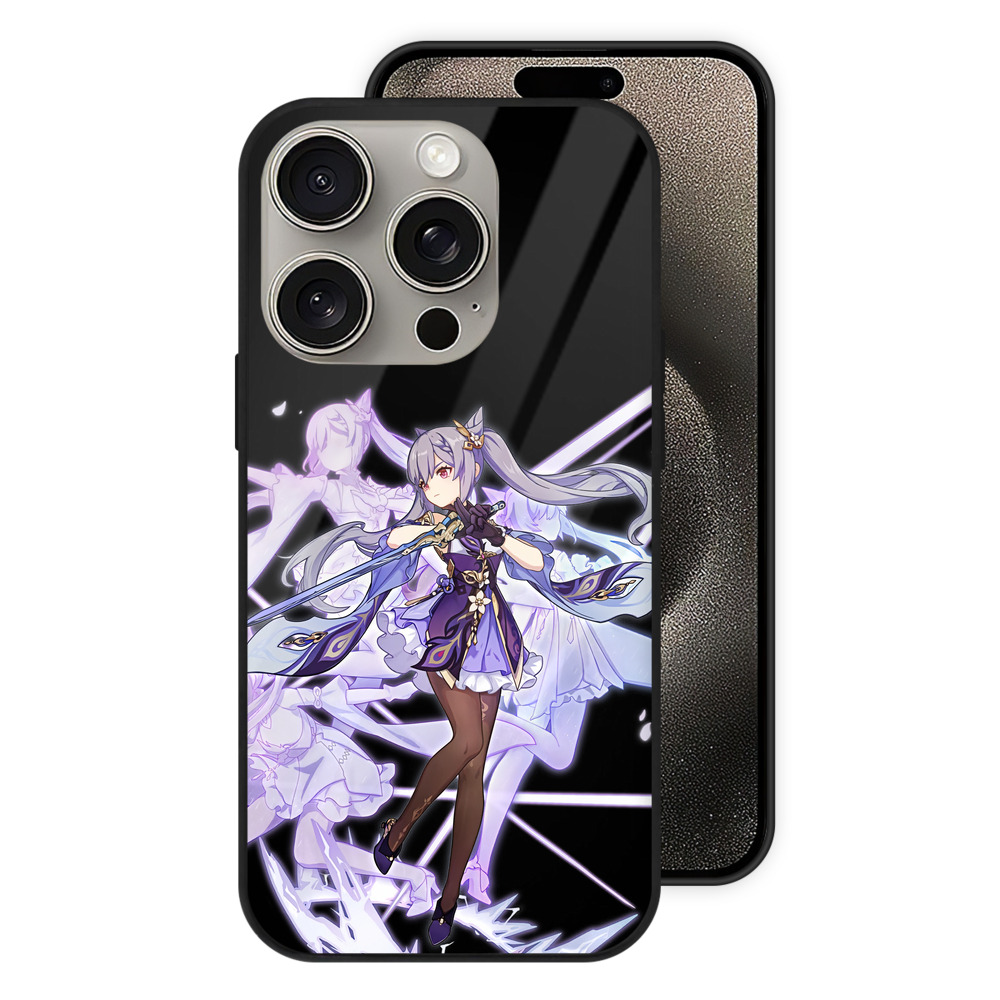 げんし神 刻晴 こくせい genshin Kokusei 【iPhone15Pro対応】スマホケース 耐衝撃＆黄変防止 背面ガラス