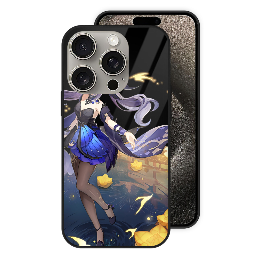 げんし神 刻晴 こくせい genshin Kokusei 【iPhone15Pro対応】スマホケース 耐衝撃＆黄変防止 背面ガラス