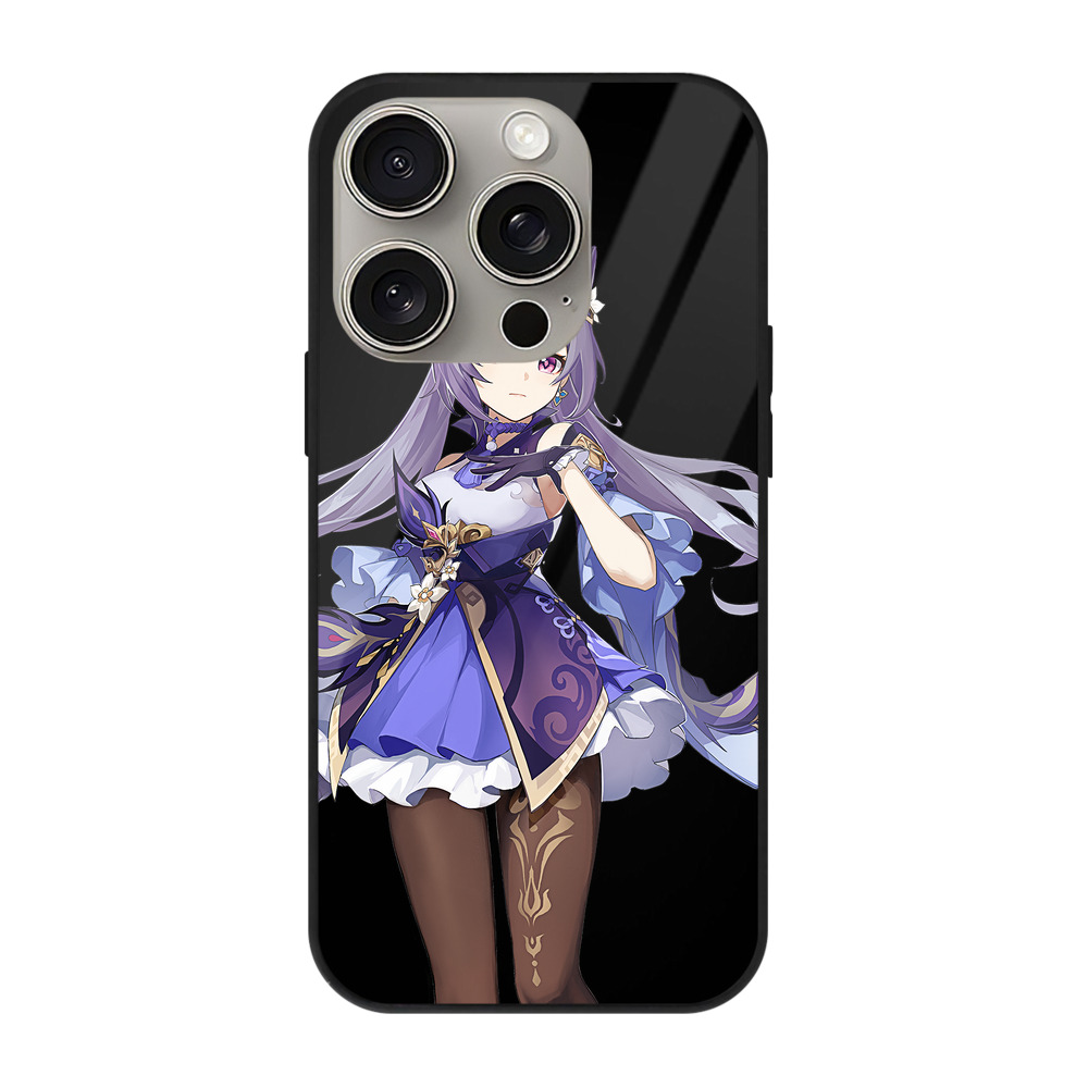 げんし神 刻晴 こくせい genshin Kokusei 【iPhone15Pro対応】スマホケース 耐衝撃＆黄変防止 背面ガラス