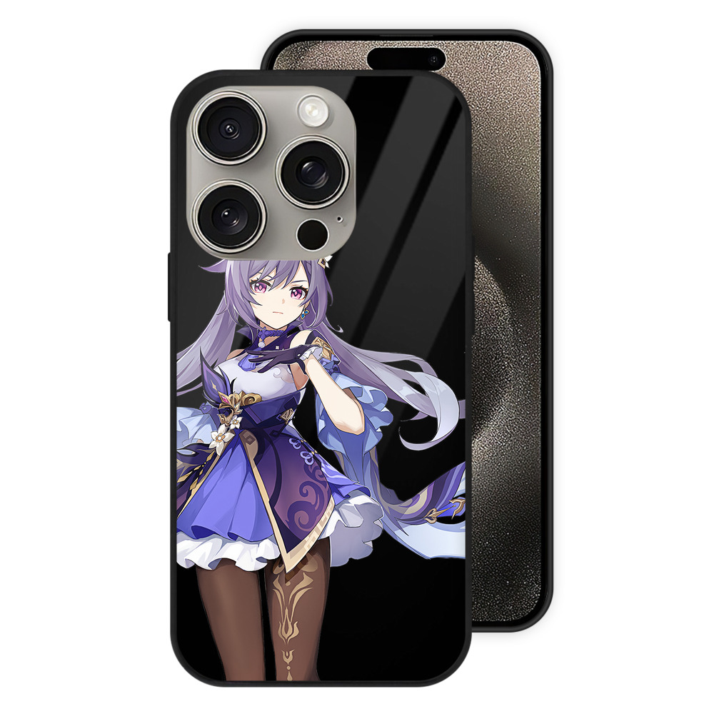 げんし神 刻晴 こくせい genshin Kokusei 【iPhone15Pro対応】スマホケース 耐衝撃＆黄変防止 背面ガラス