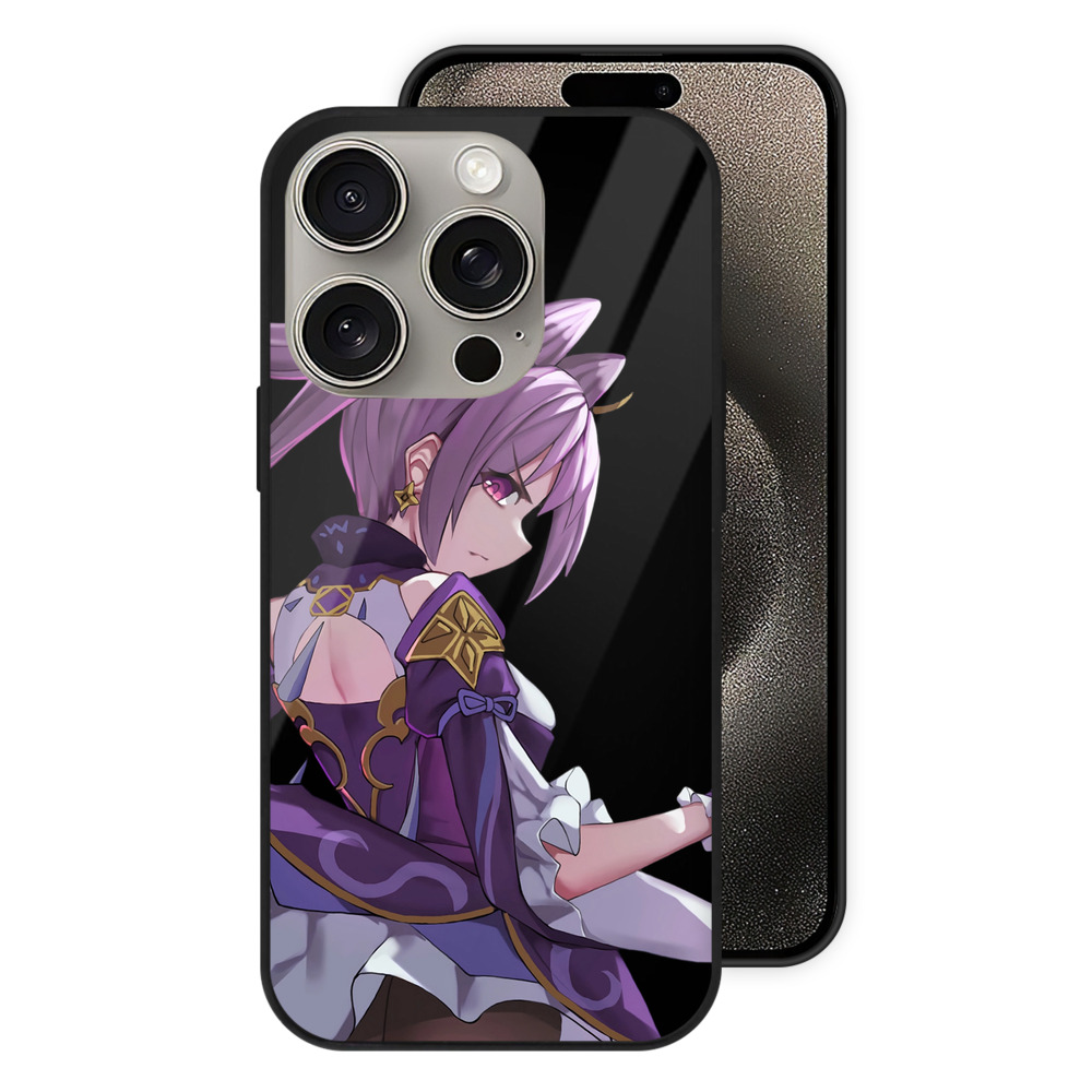 げんし神 刻晴 こくせい genshin Kokusei 【iPhone15Pro対応】スマホケース 耐衝撃＆黄変防止 背面ガラス