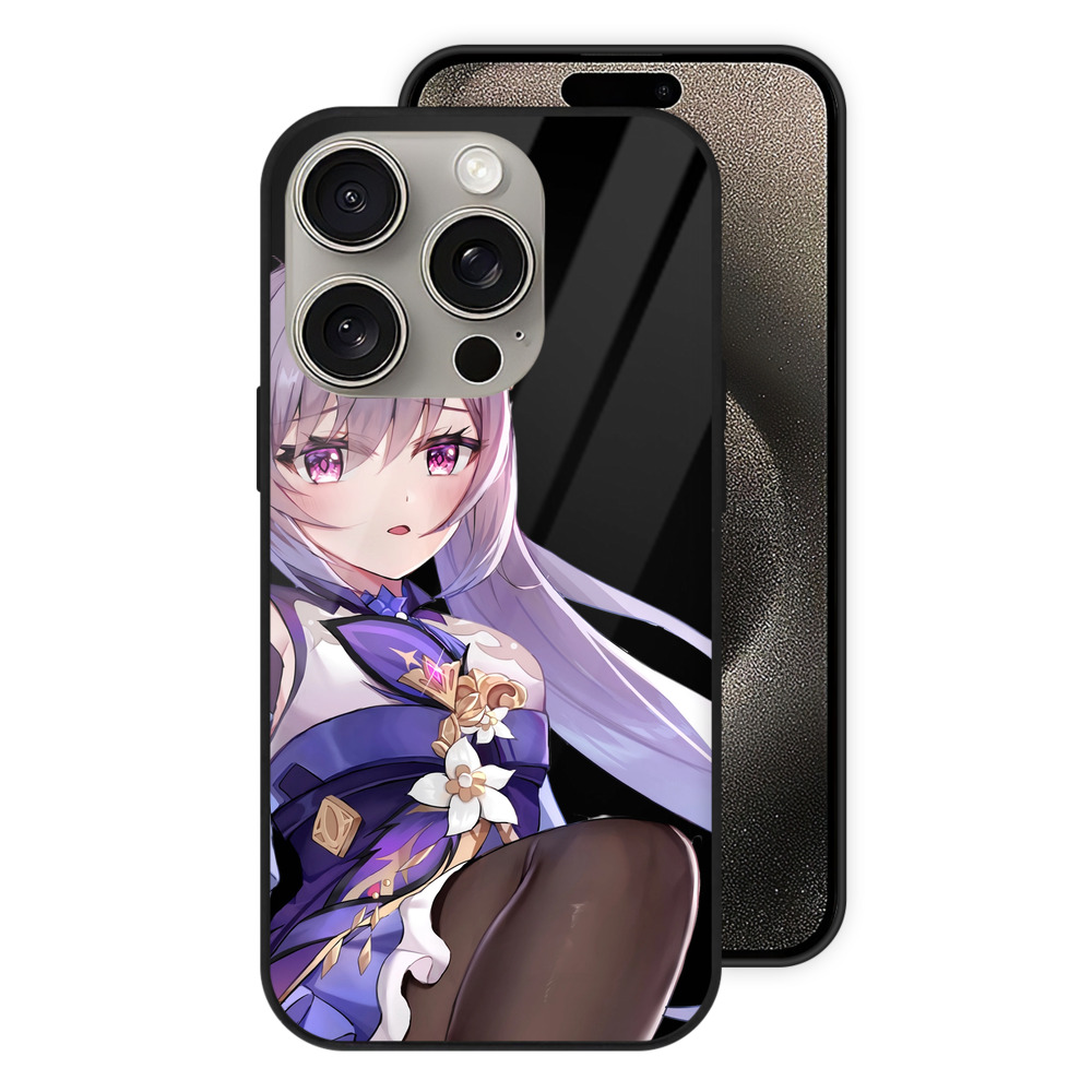 げんし神 刻晴 こくせい genshin Kokusei 【iPhone15Pro対応】スマホケース 耐衝撃＆黄変防止 背面ガラス