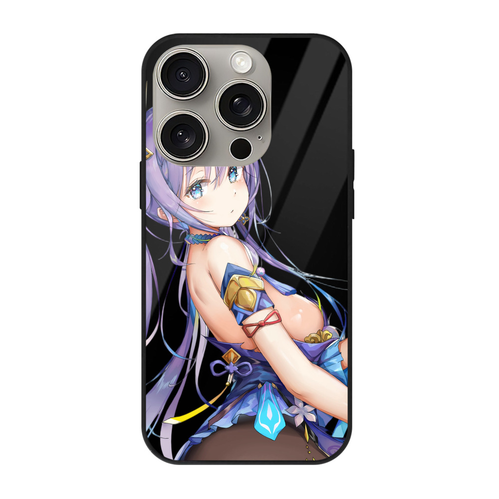 げんし神 刻晴 こくせい genshin Kokusei 【iPhone15Pro対応】スマホケース 耐衝撃＆黄変防止 背面ガラス
