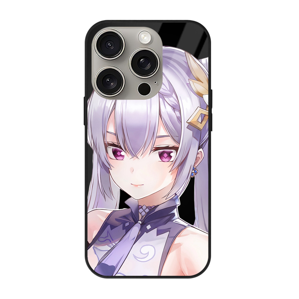 げんし神 刻晴 こくせい genshin Kokusei 【iPhone15Pro対応】スマホケース 耐衝撃＆黄変防止 背面ガラス