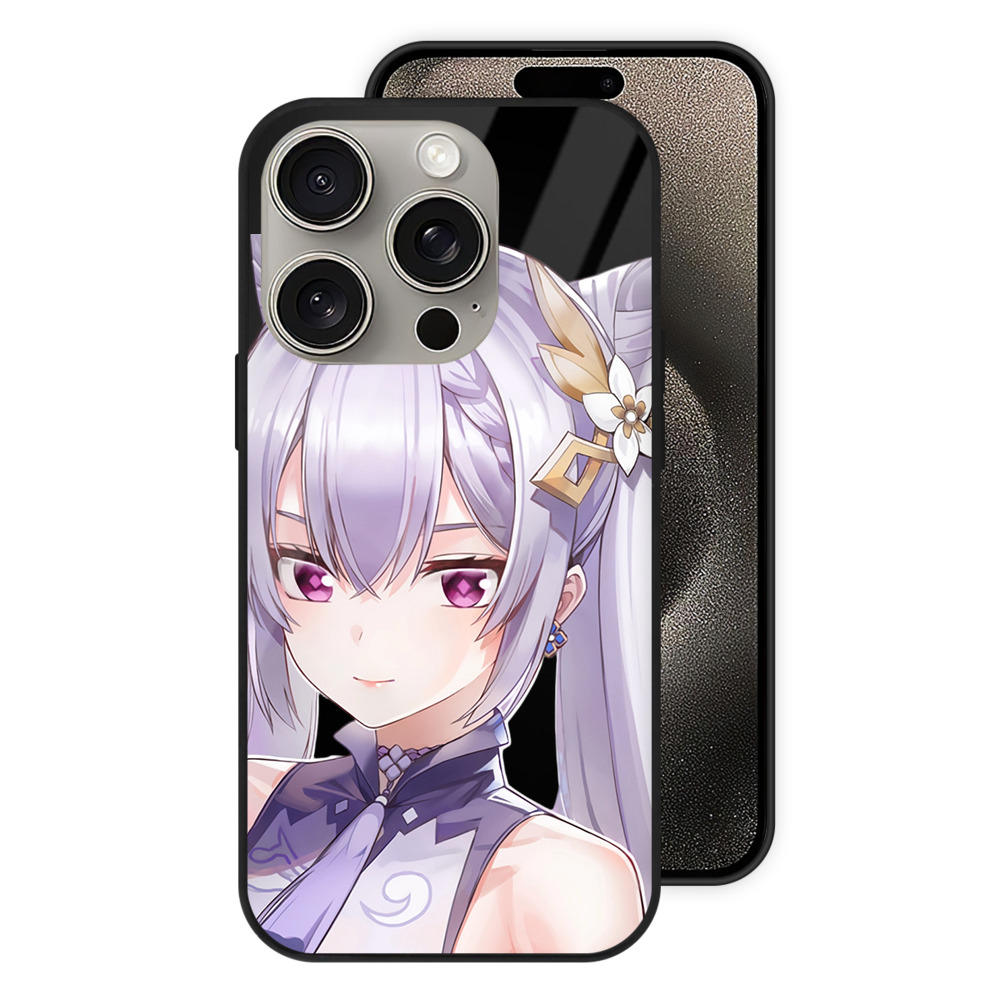 げんし神 刻晴 こくせい genshin Kokusei 【iPhone15Pro対応】スマホケース 耐衝撃＆黄変防止 背面ガラス