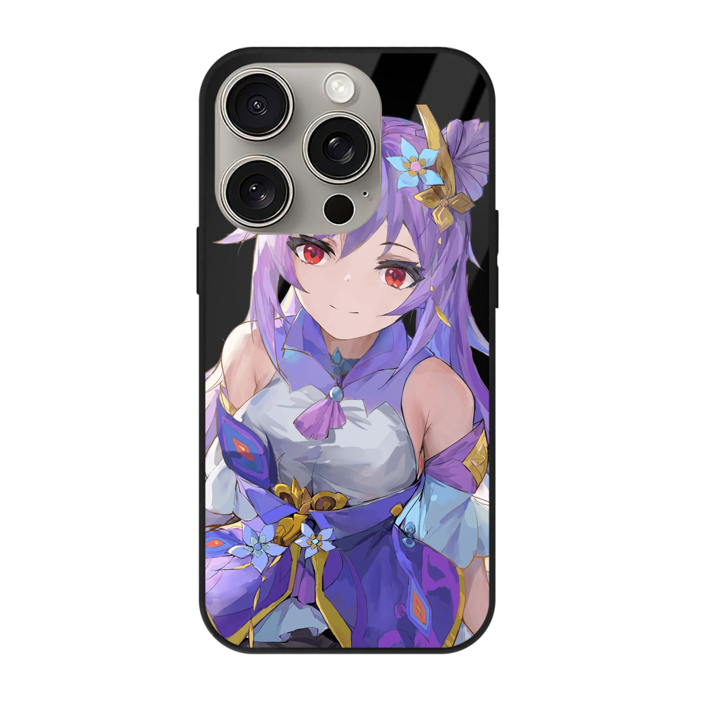 げんし神 刻晴 こくせい genshin Kokusei 【iPhone15Pro対応】スマホケース 耐衝撃＆黄変防止 背面ガラス