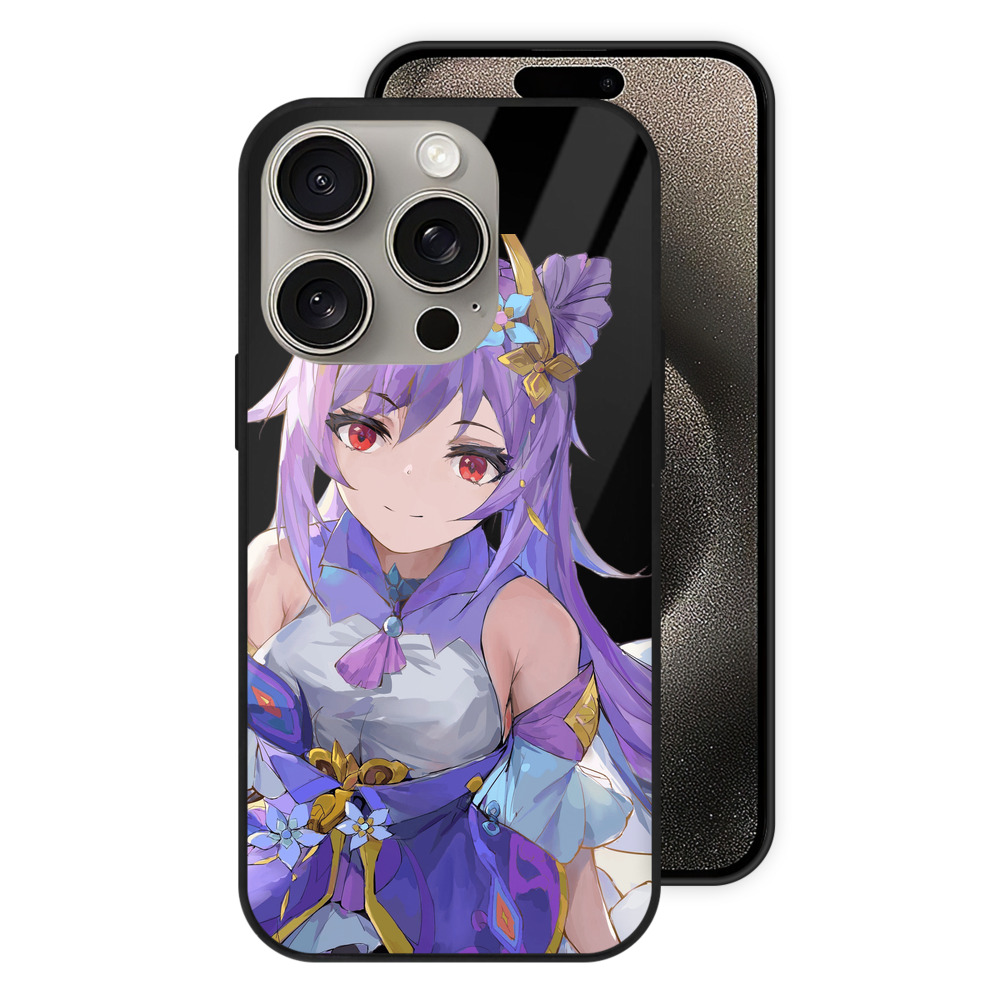 げんし神 刻晴 こくせい genshin Kokusei 【iPhone15Pro対応】スマホケース 耐衝撃＆黄変防止 背面ガラス