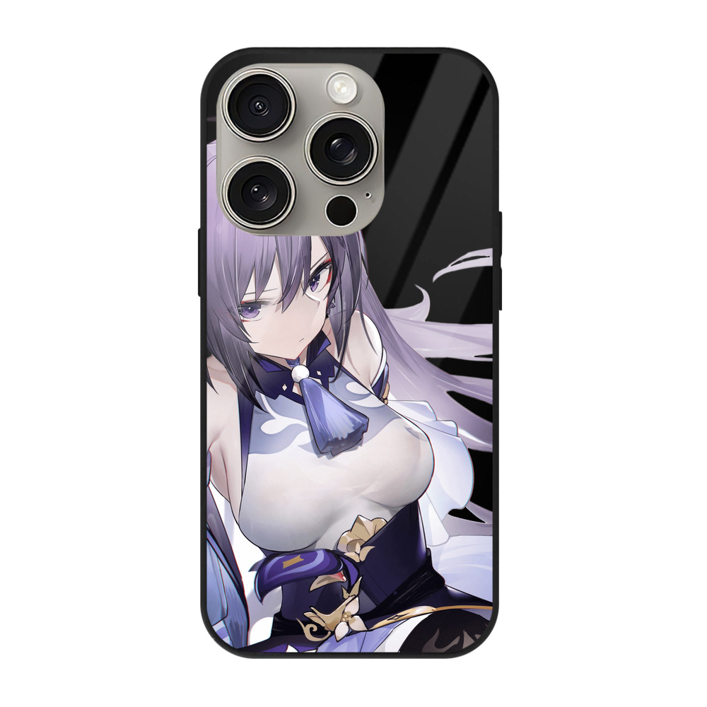 げんし神 刻晴 こくせい genshin Kokusei 【iPhone15Pro対応】スマホケース 耐衝撃＆黄変防止 背面ガラス