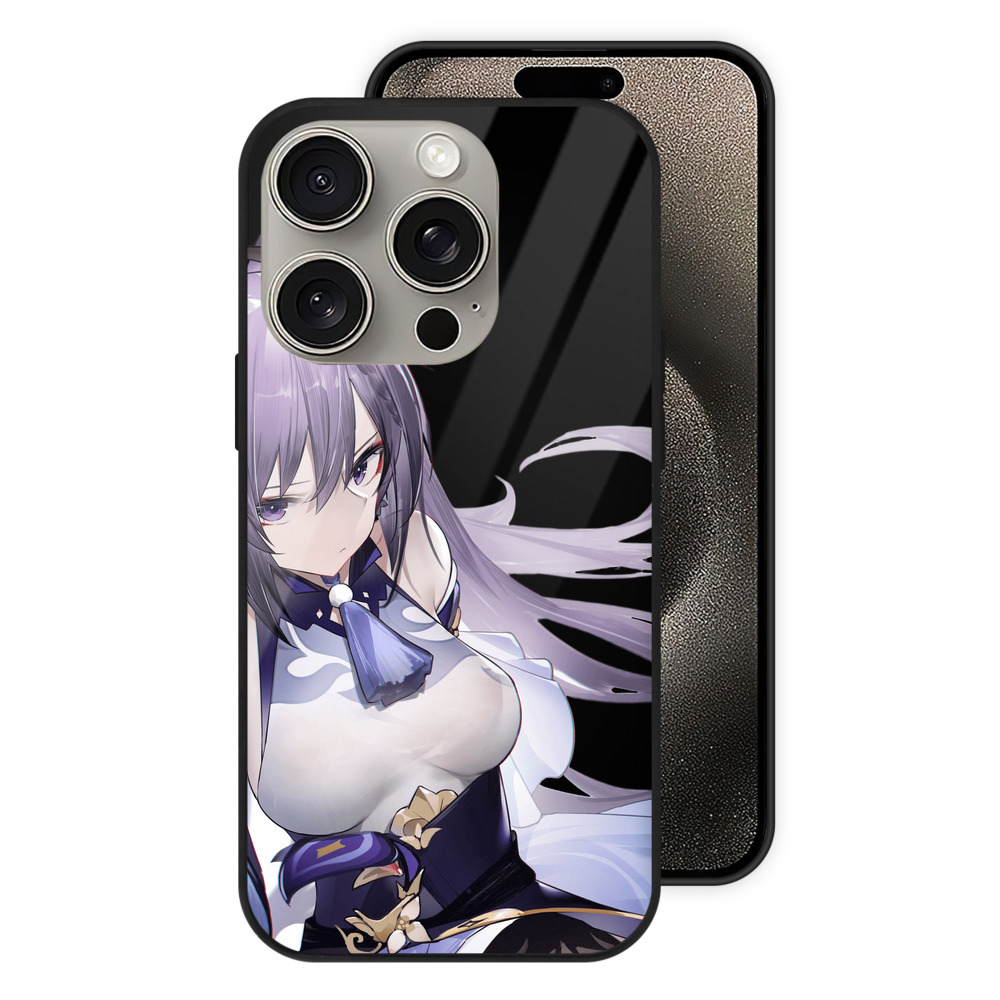 げんし神 刻晴 こくせい genshin Kokusei 【iPhone15Pro対応】スマホケース 耐衝撃＆黄変防止 背面ガラス