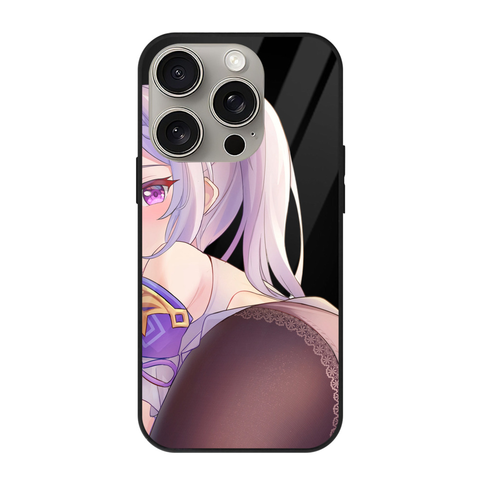 げんし神 刻晴 こくせい genshin Kokusei 【iPhone15Pro対応】スマホケース 耐衝撃＆黄変防止 背面ガラス
