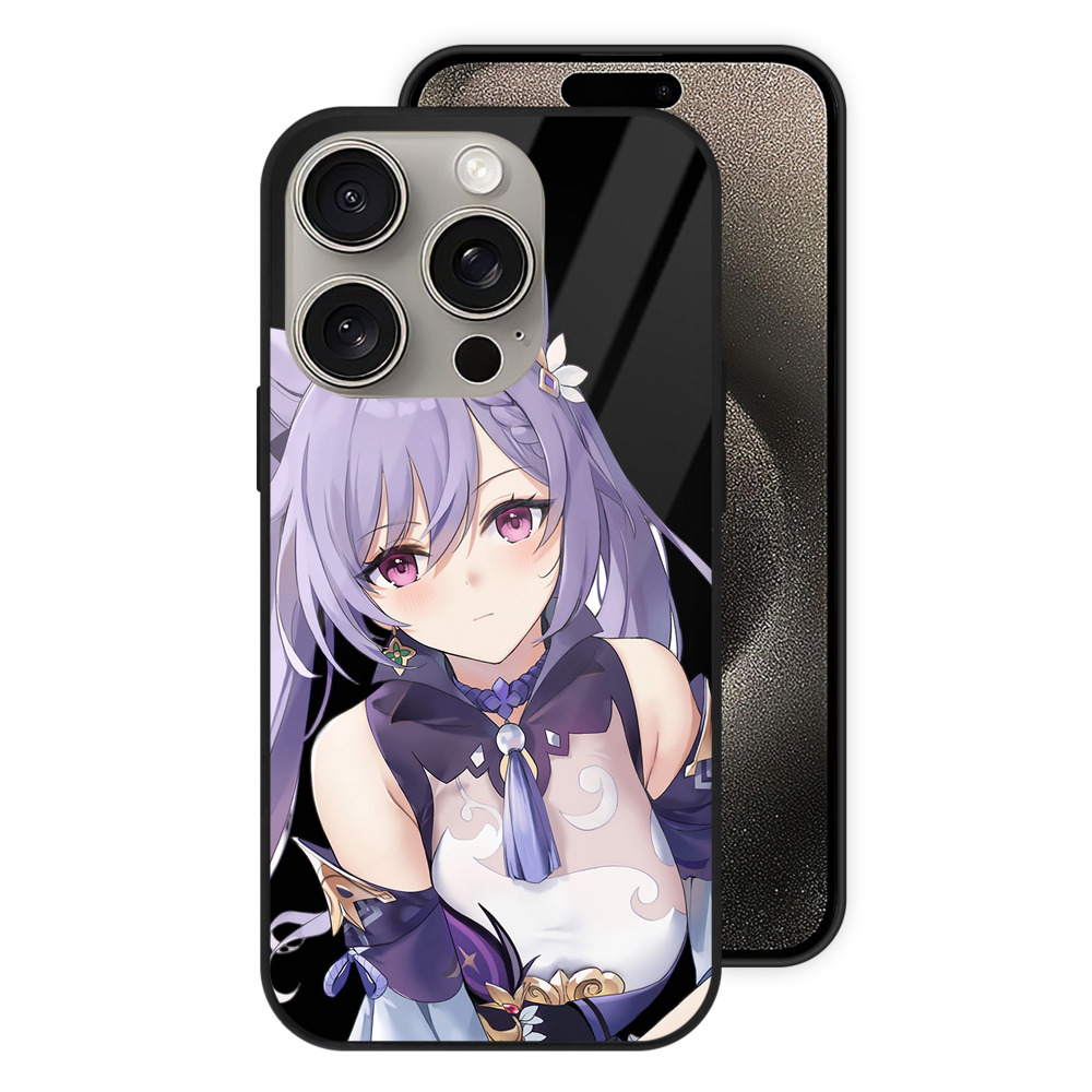 げんし神 刻晴 こくせい genshin Kokusei 【iPhone15Pro対応】スマホケース 耐衝撃＆黄変防止 背面ガラス