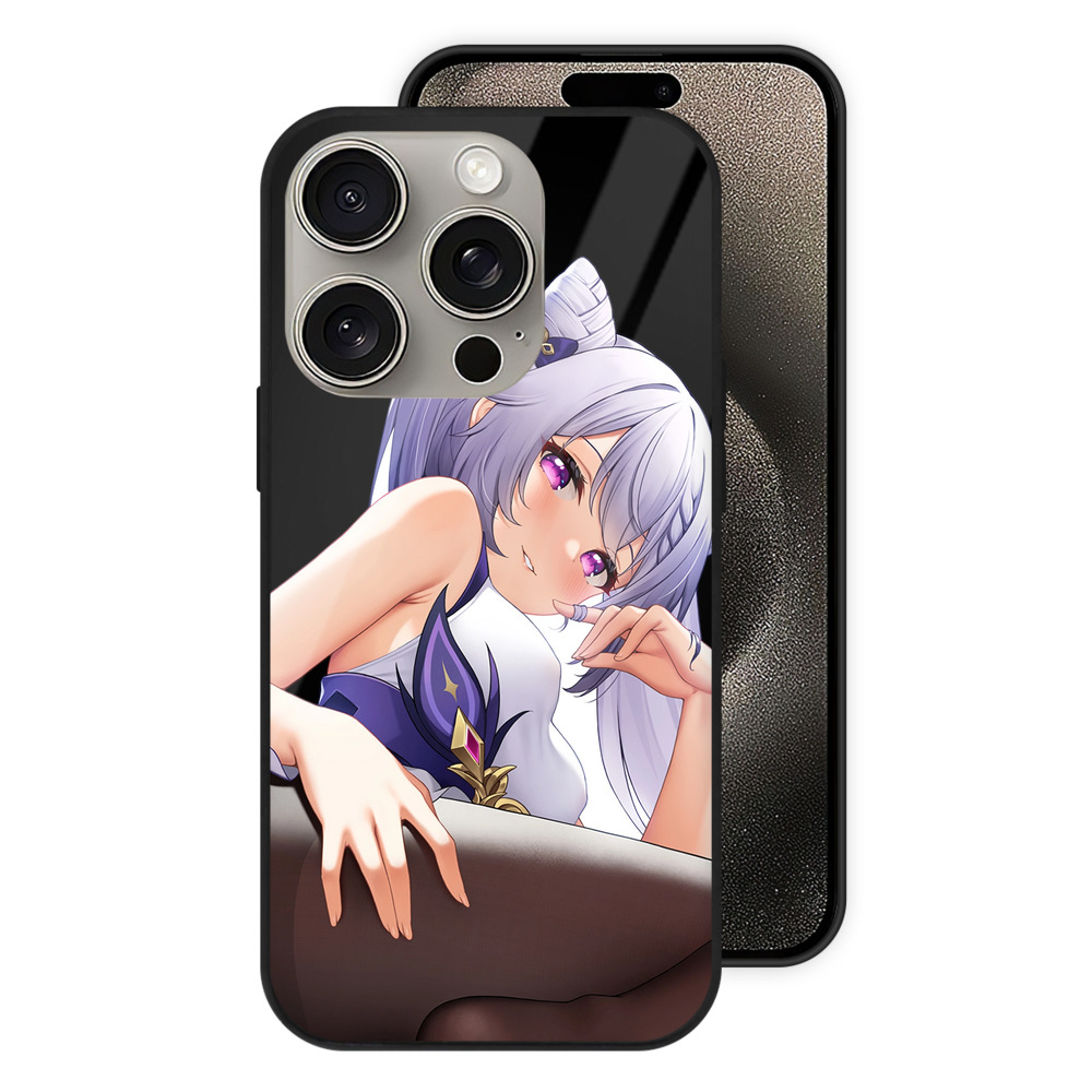 げんし神 刻晴 こくせい genshin Kokusei 【iPhone15Pro対応】スマホケース 耐衝撃＆黄変防止 背面ガラス