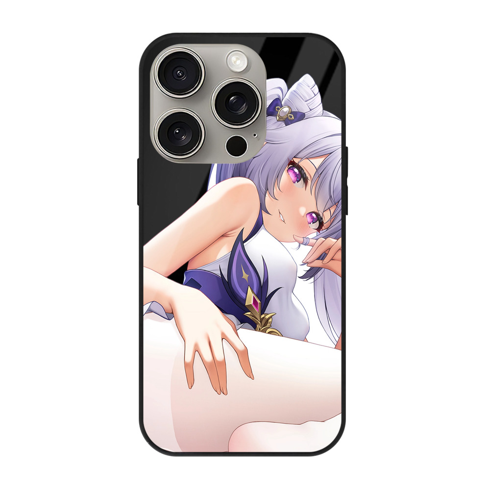 げんし神 刻晴 こくせい genshin Kokusei 【iPhone15Pro対応】スマホケース 耐衝撃＆黄変防止 背面ガラス