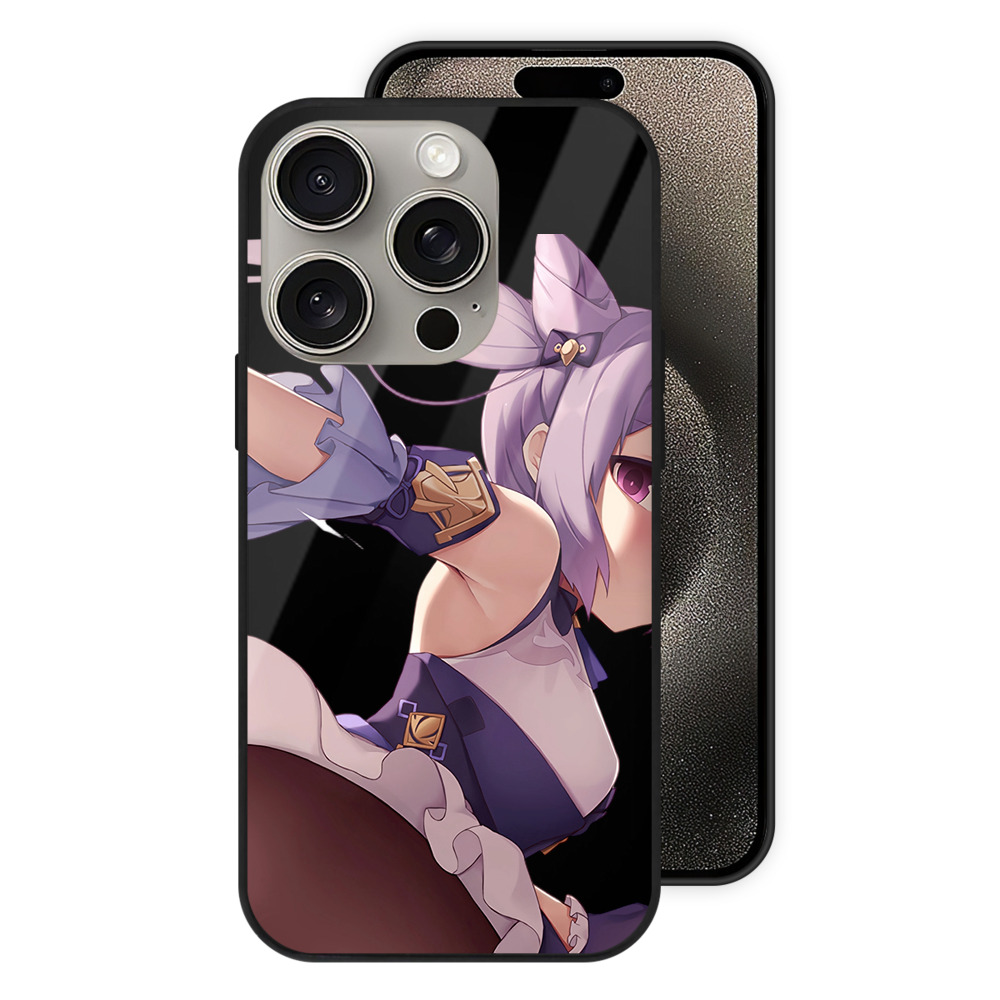 げんし神 刻晴 こくせい genshin Kokusei 【iPhone15Pro対応】スマホケース 耐衝撃＆黄変防止 背面ガラス