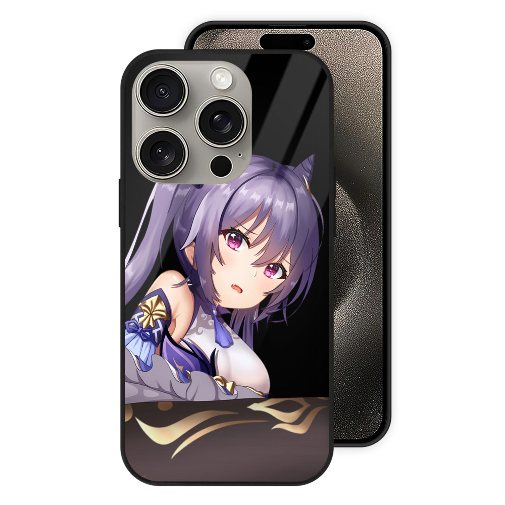 げんし神 刻晴 こくせい genshin Kokusei 【iPhone15Pro対応】スマホケース 耐衝撃＆黄変防止 背面ガラス