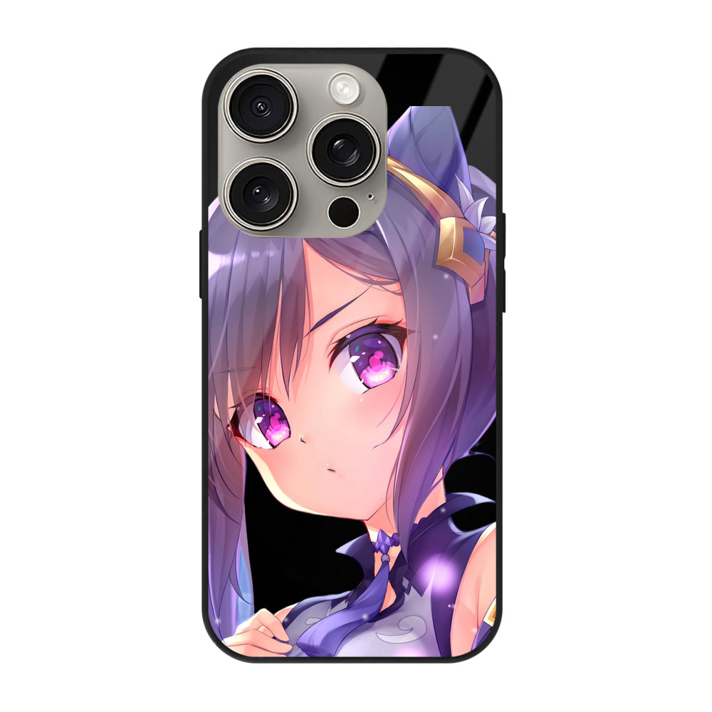 げんし神 刻晴 こくせい genshin Kokusei 【iPhone15Pro対応】スマホケース 耐衝撃＆黄変防止 背面ガラス