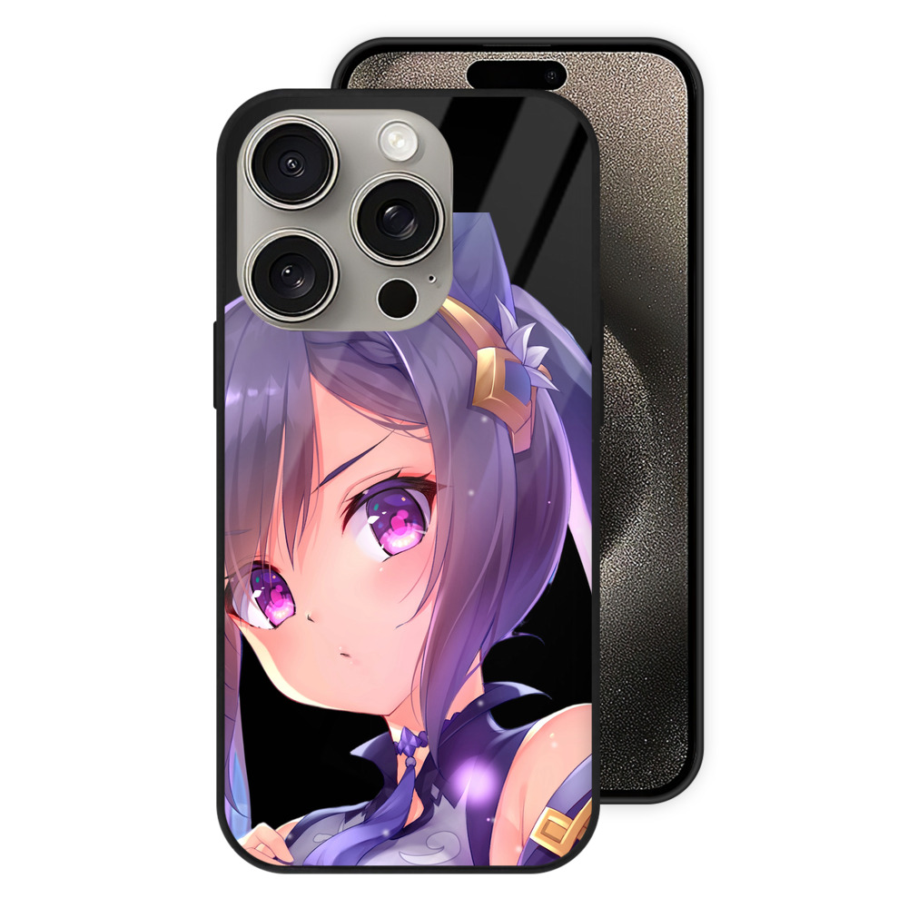 げんし神 刻晴 こくせい genshin Kokusei 【iPhone15Pro対応】スマホケース 耐衝撃＆黄変防止 背面ガラス