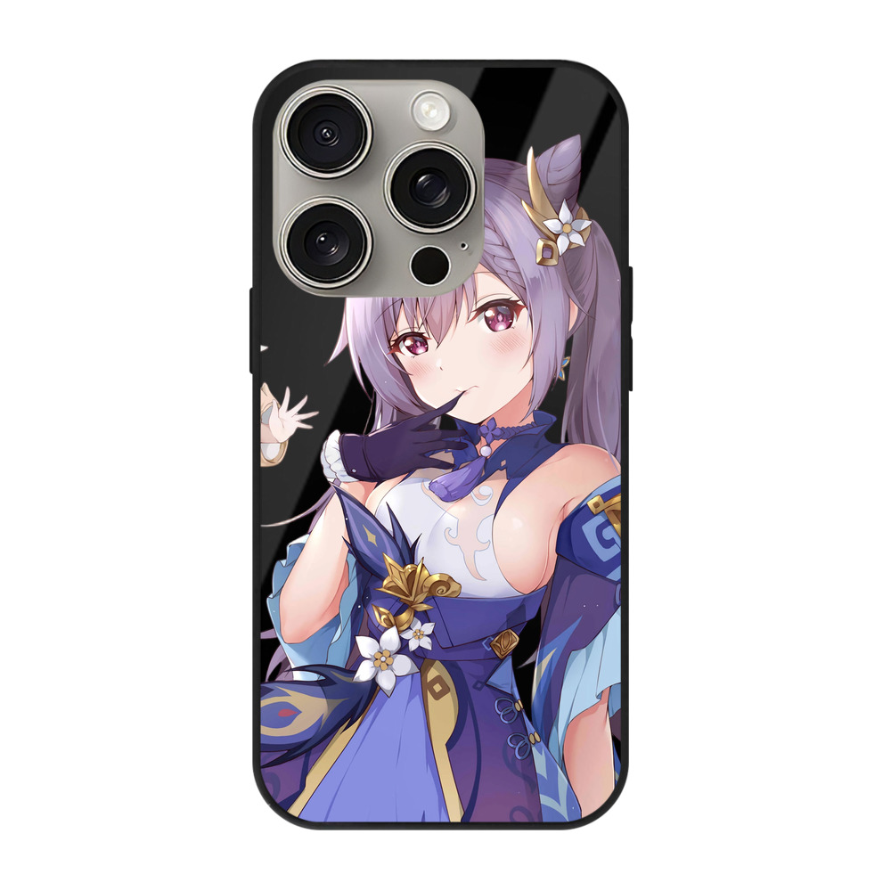 げんし神 刻晴 こくせい genshin Kokusei 【iPhone15Pro対応】スマホケース 耐衝撃＆黄変防止 背面ガラス