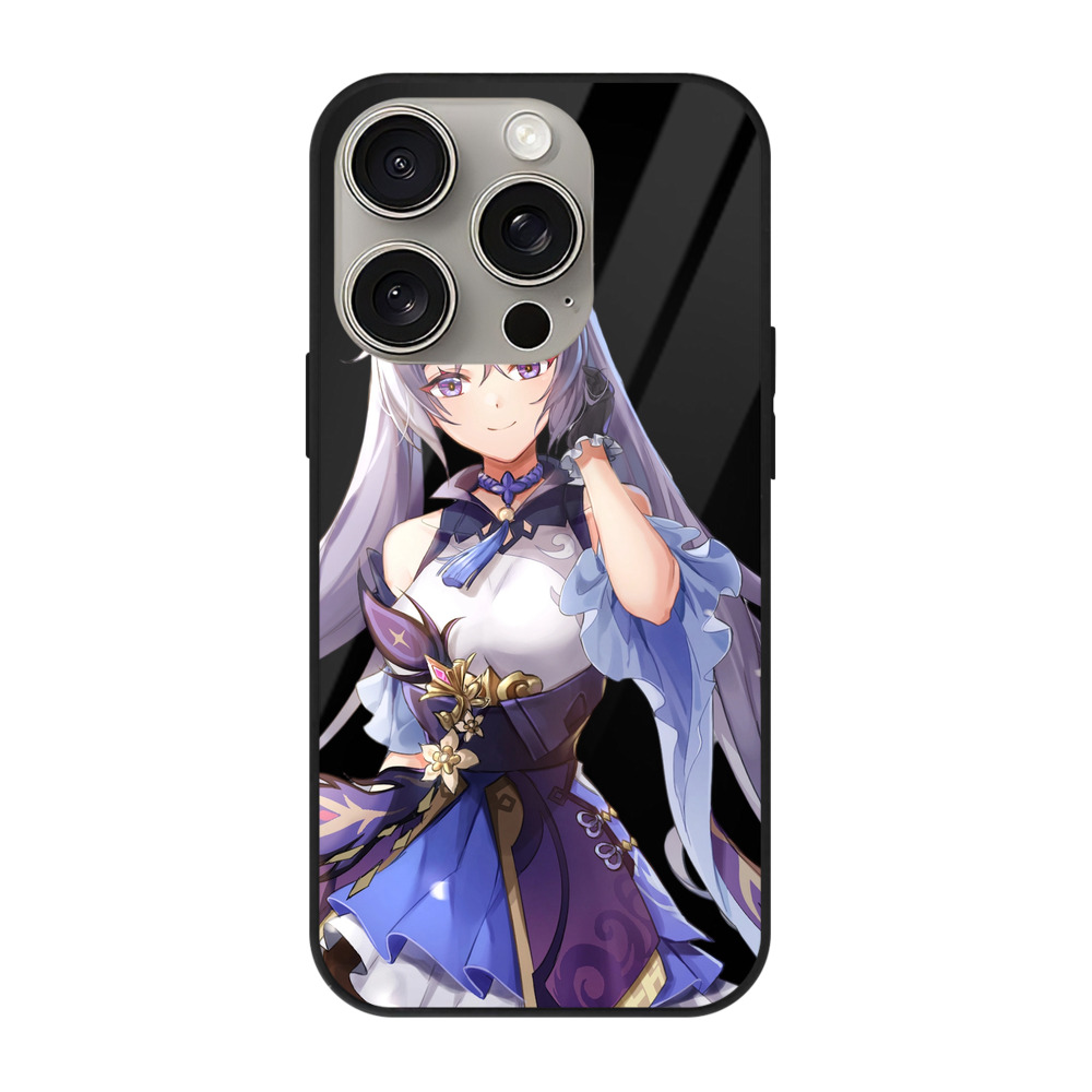 げんし神 刻晴 こくせい genshin Kokusei 【iPhone15Pro対応】スマホケース 耐衝撃＆黄変防止 背面ガラス