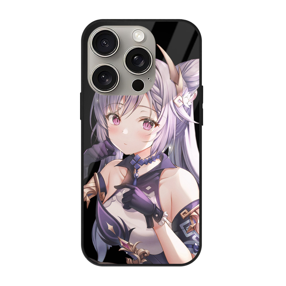 げんし神 刻晴 こくせい genshin Kokusei 【iPhone15Pro対応】スマホケース 耐衝撃＆黄変防止 背面ガラス