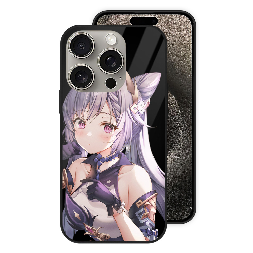 げんし神 刻晴 こくせい genshin Kokusei 【iPhone15Pro対応】スマホケース 耐衝撃＆黄変防止 背面ガラス