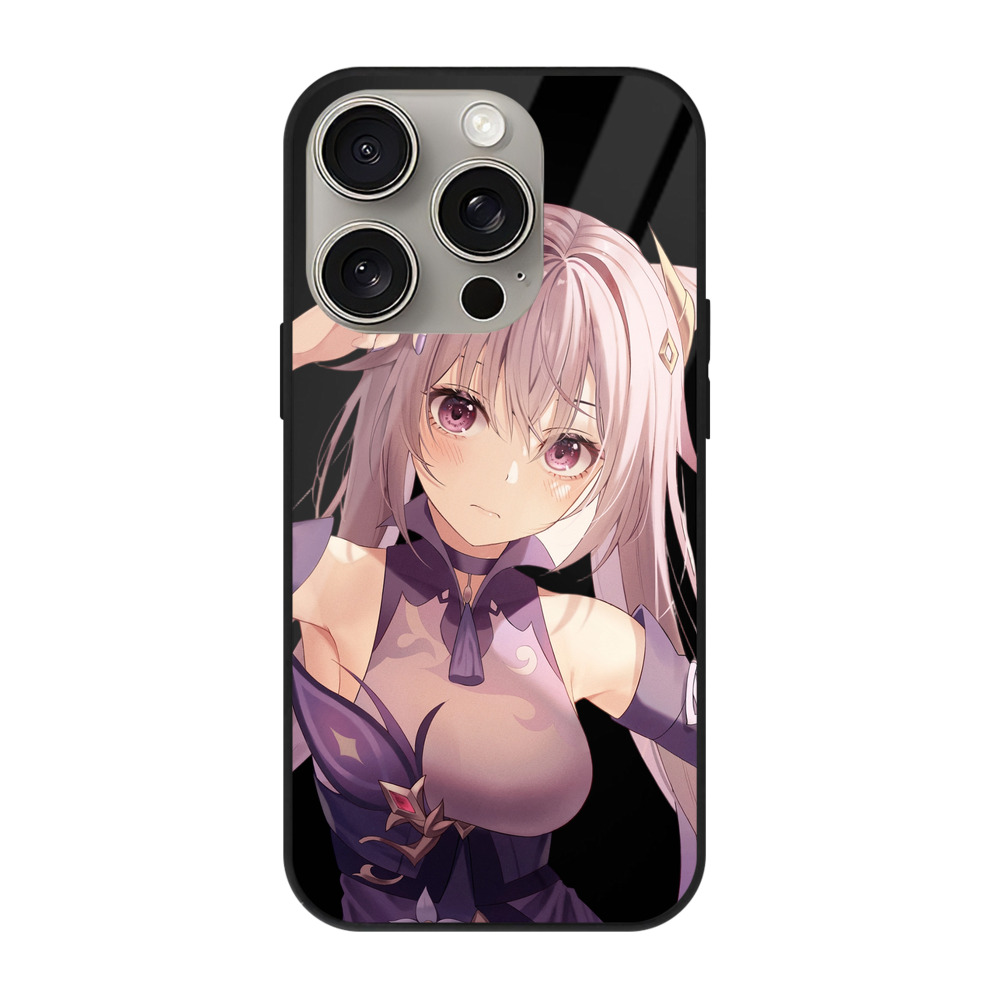 げんし神 刻晴 こくせい genshin Kokusei 【iPhone15Pro対応】スマホケース 耐衝撃＆黄変防止 背面ガラス