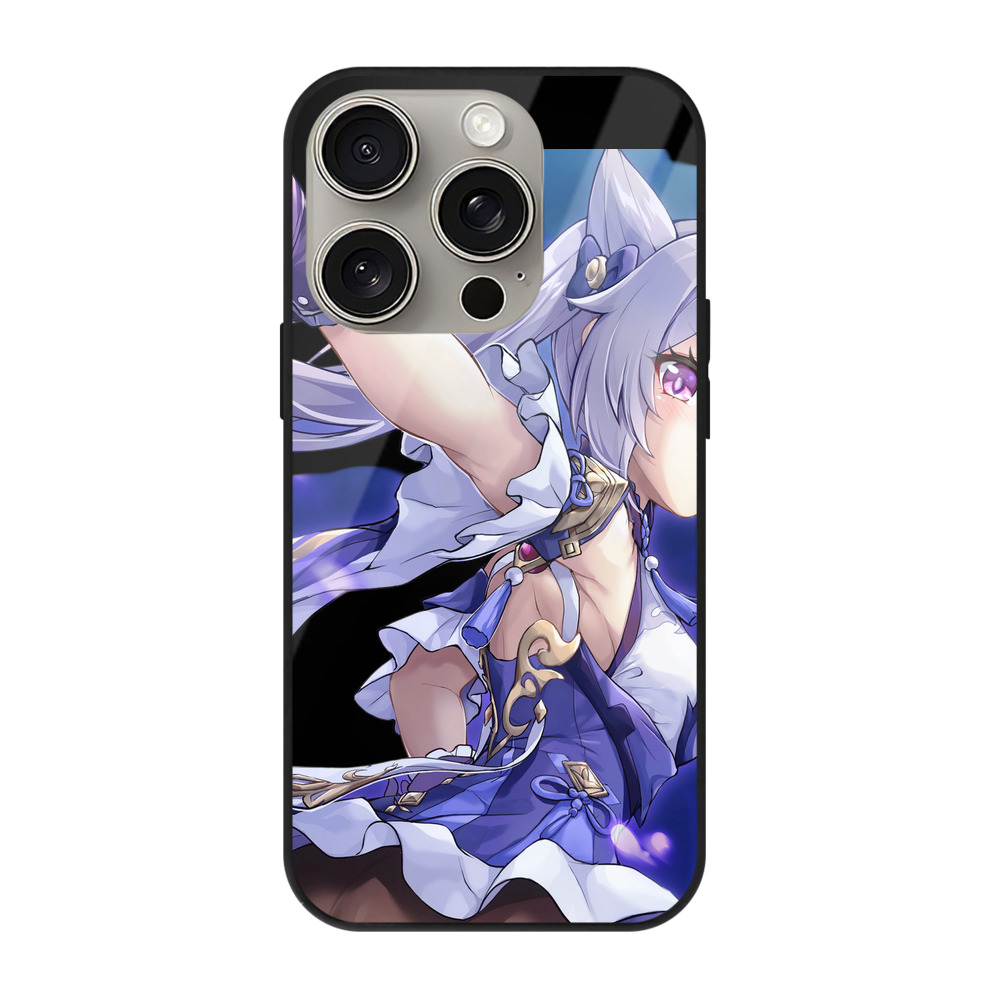 げんし神 刻晴 こくせい genshin Kokusei 【iPhone15Pro対応】スマホケース 耐衝撃＆黄変防止 背面ガラス