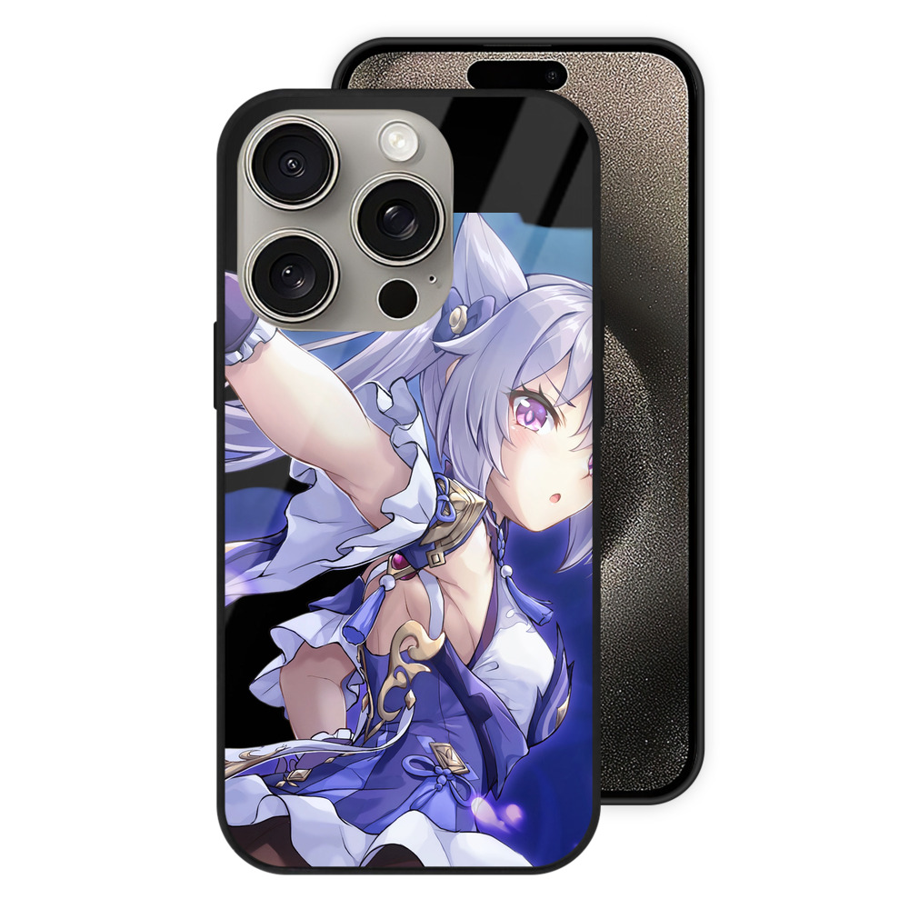 げんし神 刻晴 こくせい genshin Kokusei 【iPhone15Pro対応】スマホケース 耐衝撃＆黄変防止 背面ガラス