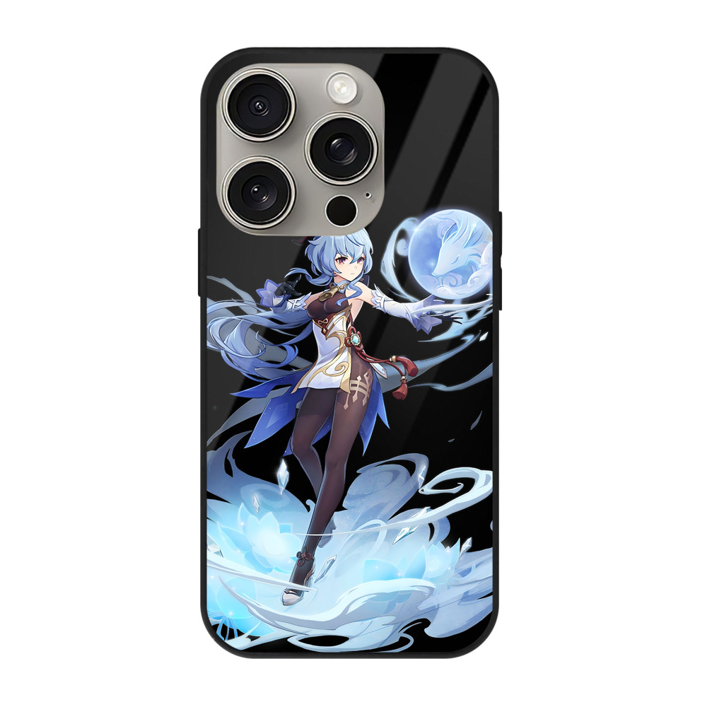 げんし神 甘雨 かんう genshin Ganyu 【iPhone15Pro対応】スマホケース 耐衝撃＆黄変防止 背面ガラス