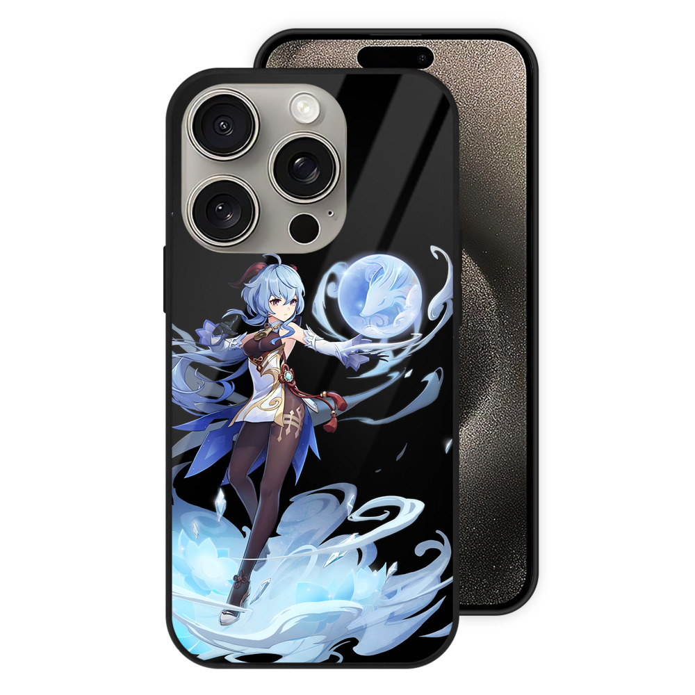 げんし神 甘雨 かんう genshin Ganyu 【iPhone15Pro対応】スマホケース 耐衝撃＆黄変防止 背面ガラス