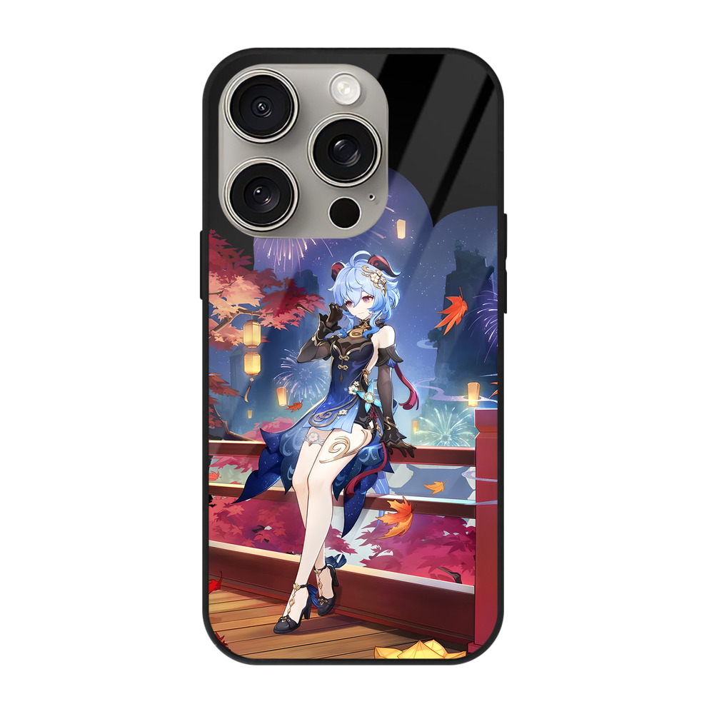 げんし神 甘雨 かんう genshin Ganyu 【iPhone15Pro対応】スマホケース 耐衝撃＆黄変防止 背面ガラス