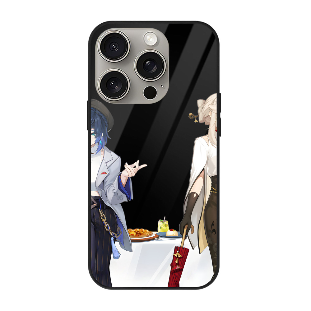 げんし神 夜兰 やらん genshin Yaran 【iPhone15Pro対応】スマホケース 耐衝撃＆黄変防止 背面ガラス