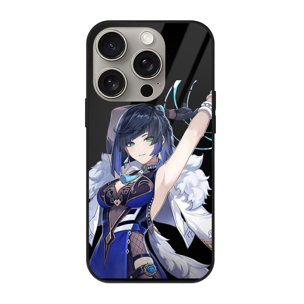 げんし神 夜兰 やらん genshin Yaran 【iPhone15Pro対応】スマホケース 耐衝撃＆黄変防止 背面ガラス