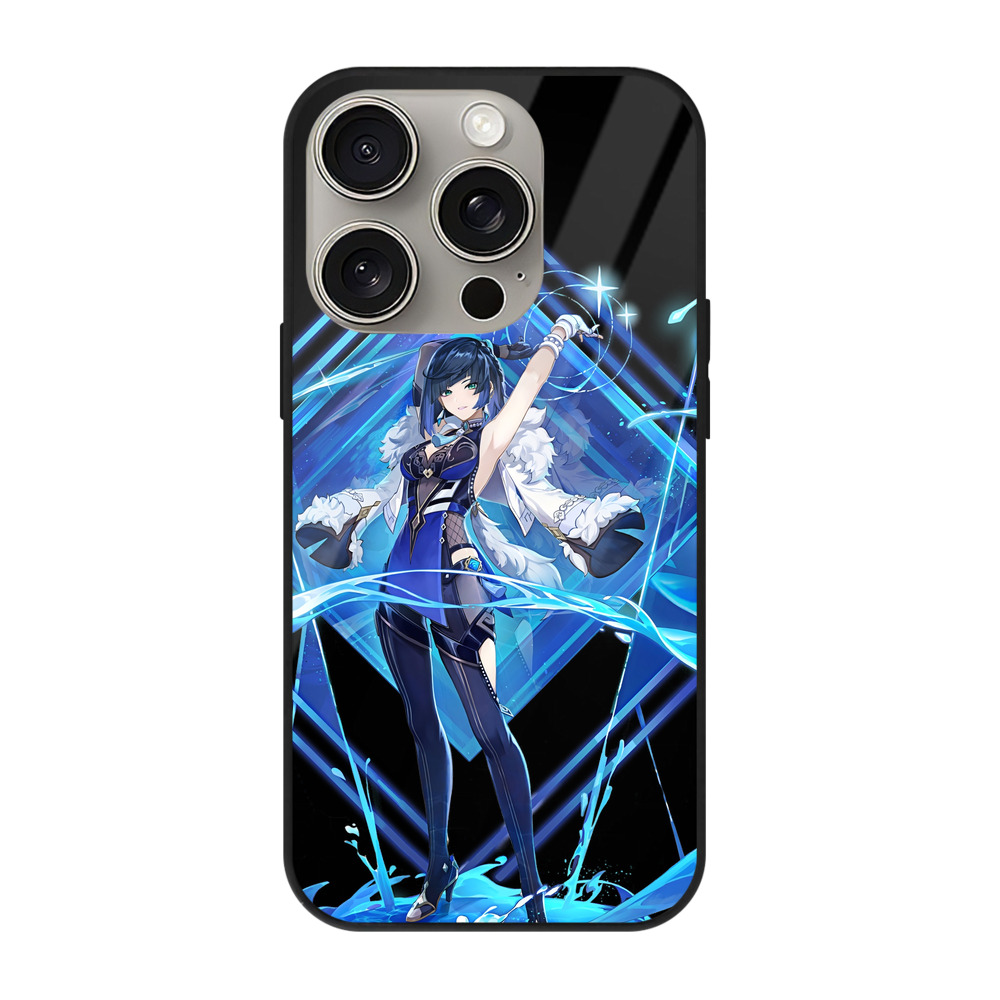 げんし神 夜兰 やらん genshin Yaran 【iPhone15Pro対応】スマホケース 耐衝撃＆黄変防止 背面ガラス