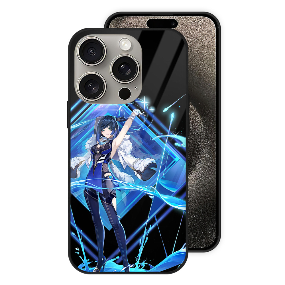 げんし神 夜兰 やらん genshin Yaran 【iPhone15Pro対応】スマホケース 耐衝撃＆黄変防止 背面ガラス