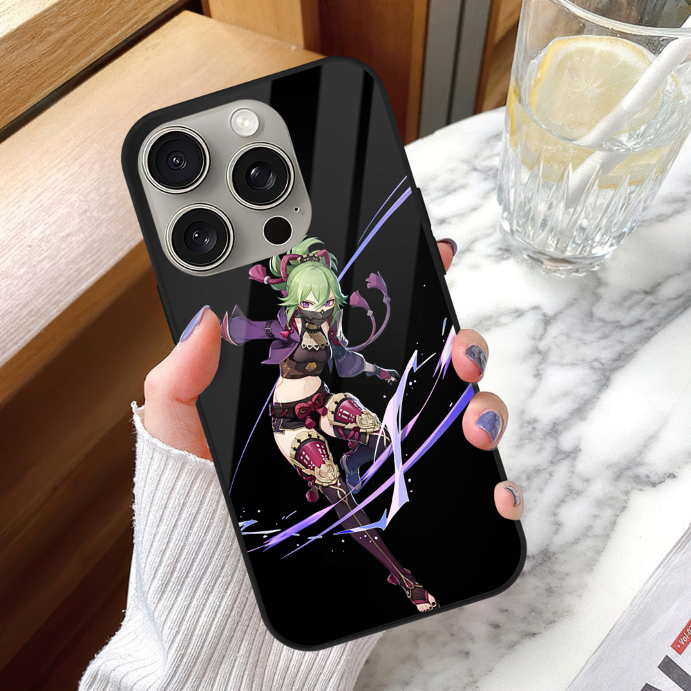 げんし神  久岐忍 くき しのぶ genshin Kuki Shinobu 【iPhone15Pro対応】スマホケース 耐衝撃＆黄変防止 背面ガラス