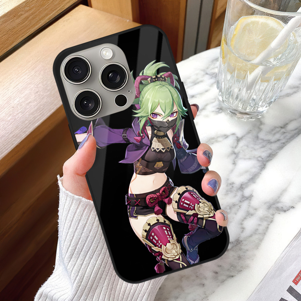 げんし神  久岐忍 くき しのぶ genshin Kuki Shinobu 【iPhone15Pro対応】スマホケース 耐衝撃＆黄変防止 背面ガラス