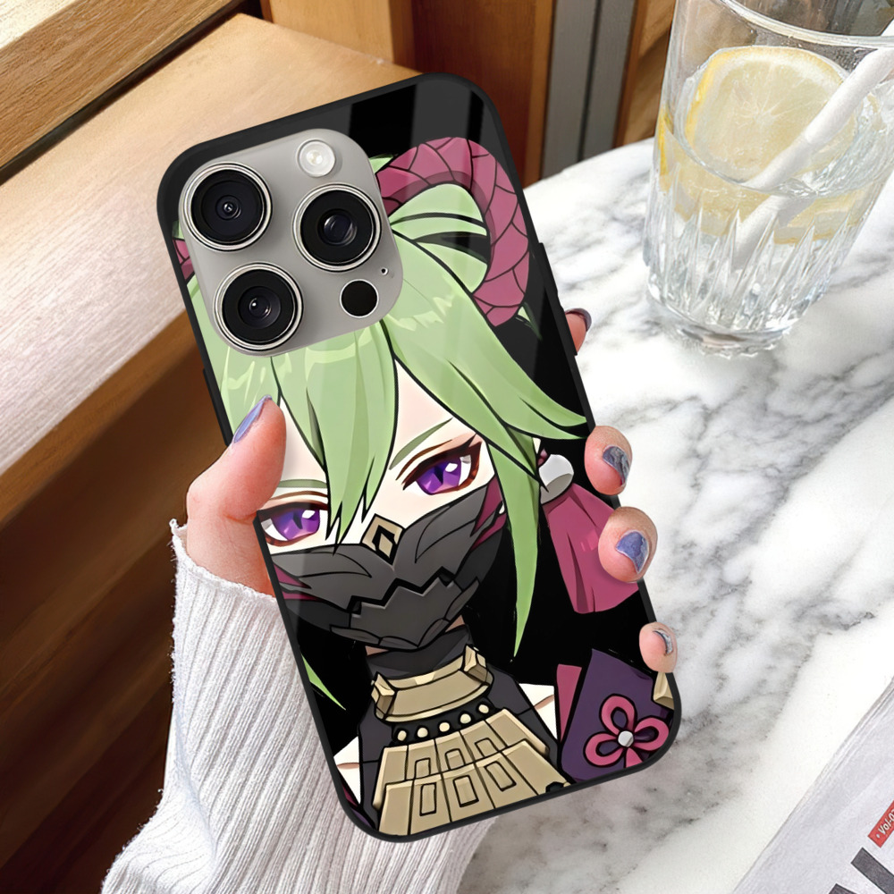 げんし神  久岐忍 くき しのぶ genshin Kuki Shinobu 【iPhone15Pro対応】スマホケース 耐衝撃＆黄変防止 背面ガラス
