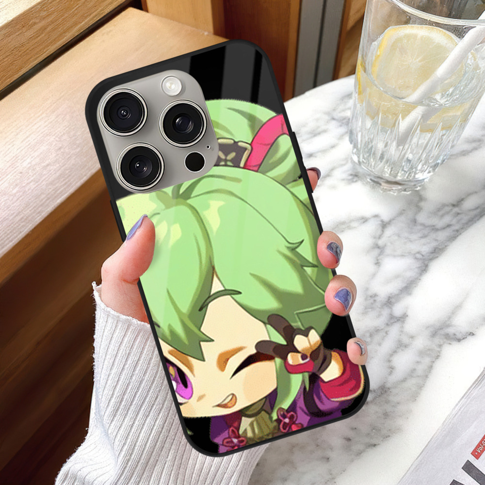 げんし神  久岐忍 くき しのぶ genshin Kuki Shinobu 【iPhone15Pro対応】スマホケース 耐衝撃＆黄変防止 背面ガラス